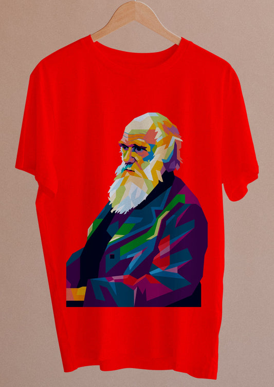 Camiseta Charles Darwin - PopArt - Masculino -camiseta vermelha- Editora Datum