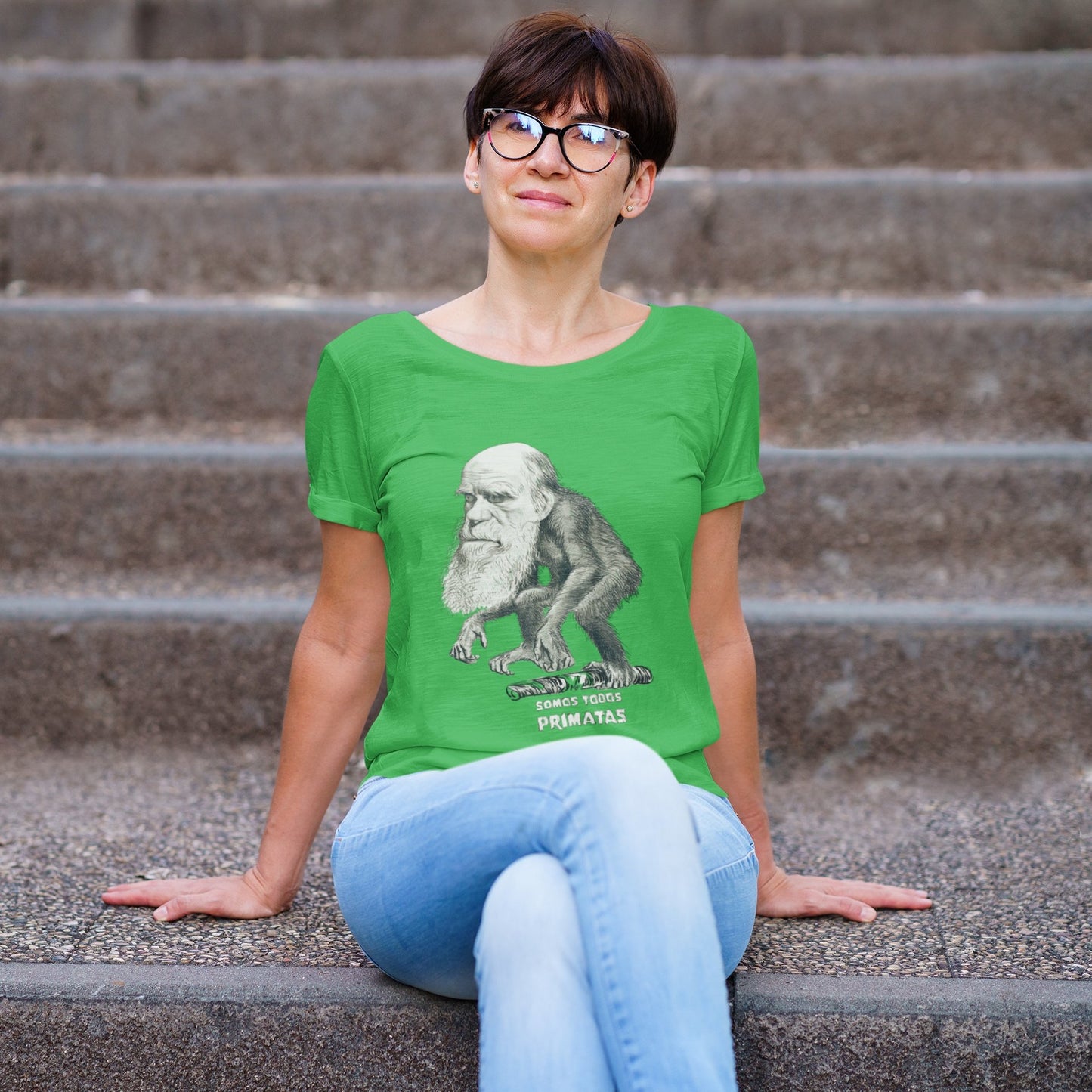 Camiseta Somos Todos Primatas - Darwin - Feminino -camiseta- Editora Datum