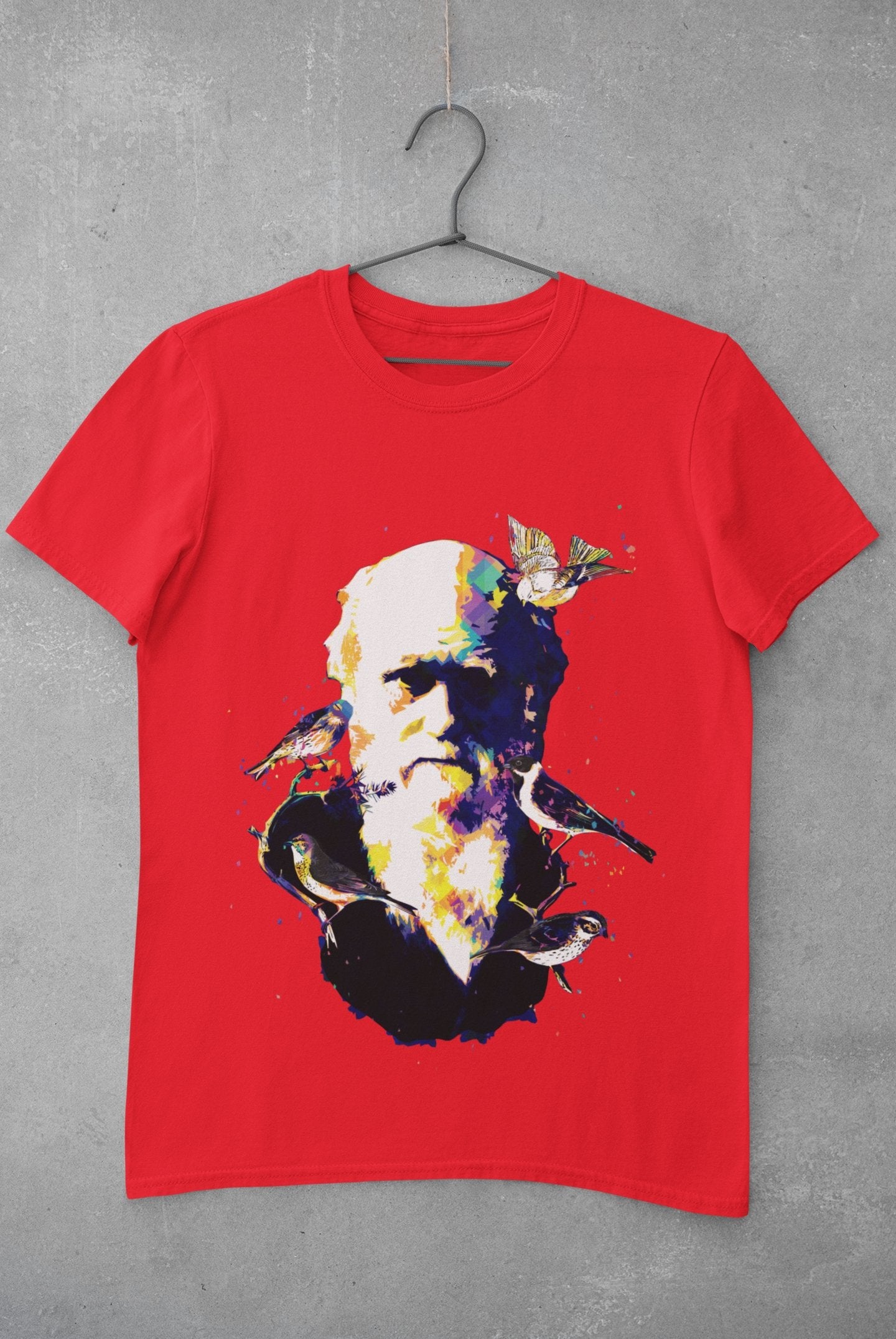Charles Darwin e Tentilhões - PopArt - Feminino -camiseta- Editora Datum