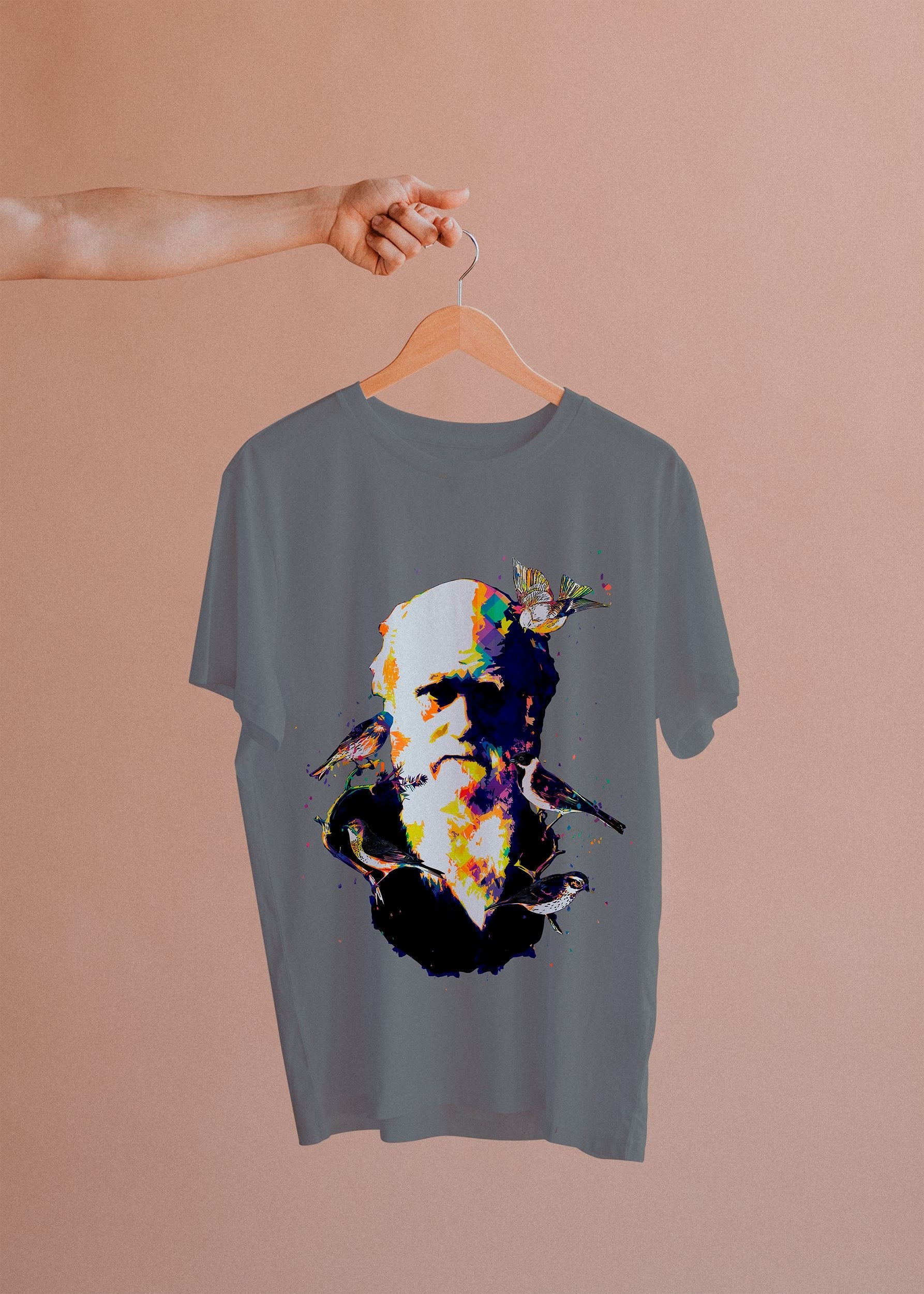 Charles Darwin e Tentilhões - PopArt - Masculino -camiseta- Editora Datum