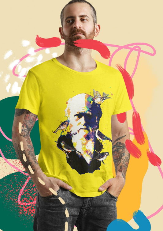 Charles Darwin e Tentilhões - PopArt - Masculino -camiseta- Editora Datum