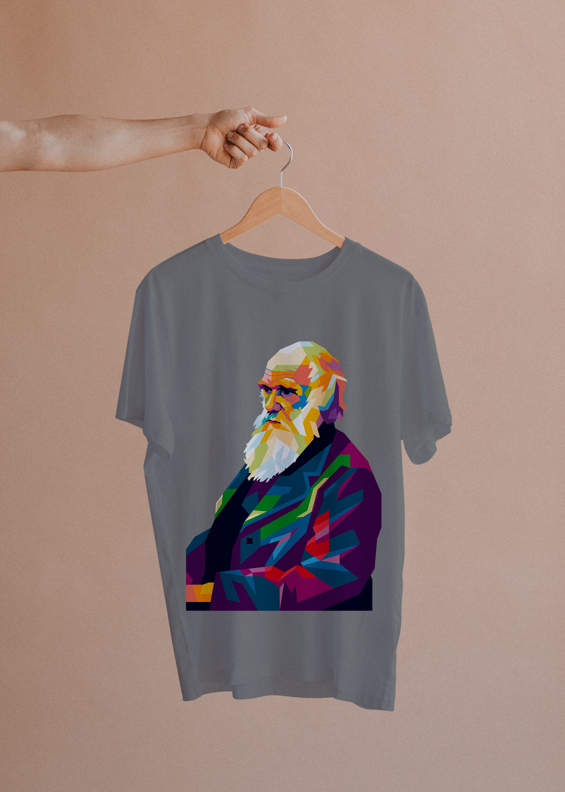 Camiseta Charles Darwin - PopArt - Masculino -camiseta cinza- Editora Datum